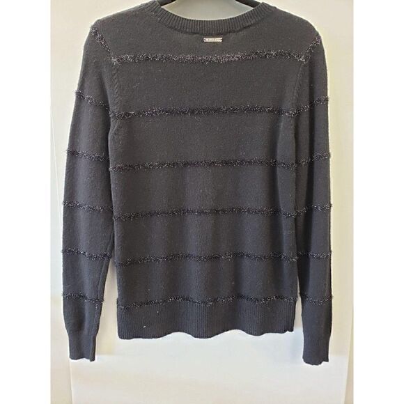 ‎Michael Kors NEW Black Tinsel Striped Sweater Top - Picture 2 of 6